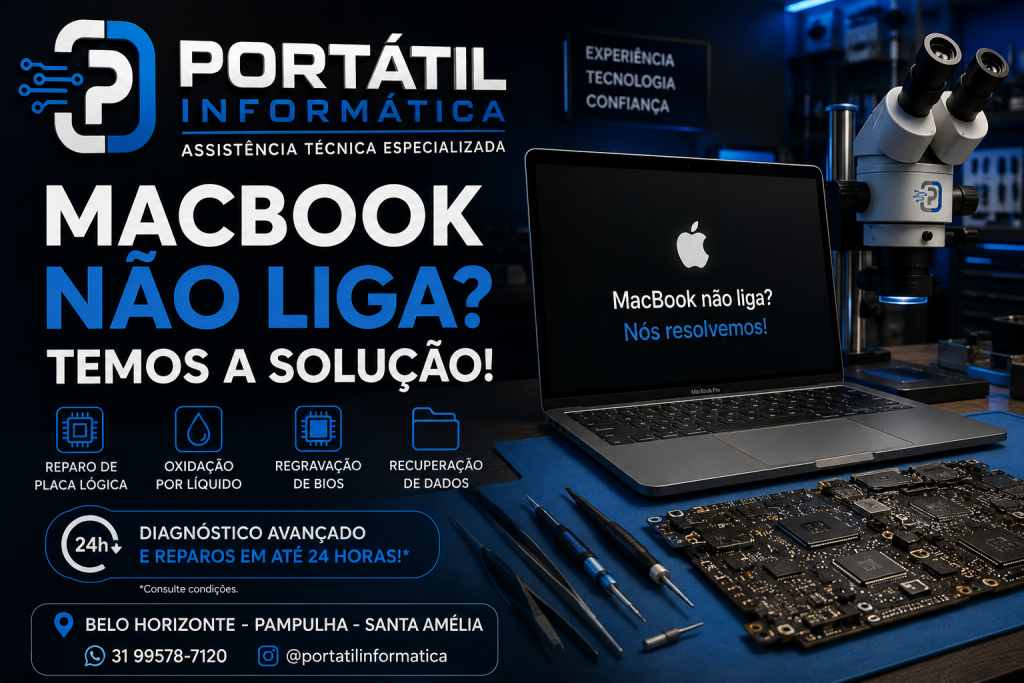 MacBook Não Liga na região Pampulha ? Diagnóstico Avançado, Reparo de Placa Lógica