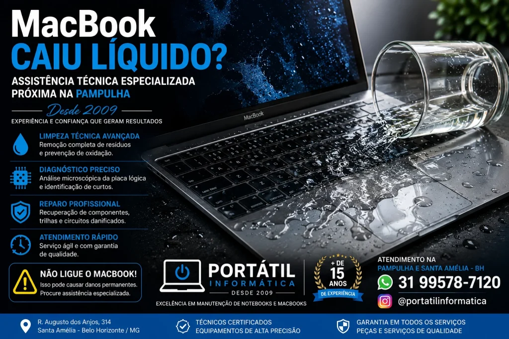 MacBook Caiu Líquido? Assistência Próxima na Pampulha