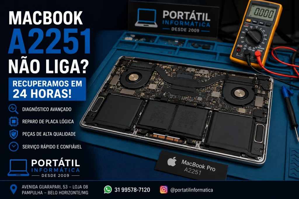 MacBook A2251 não liga? Recuperamos em 24 horas